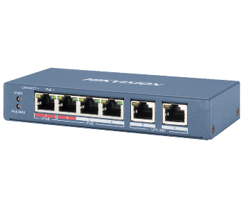 Комутатор 4 порти некерований              Hikvision DS-3E0106HP-E POE          