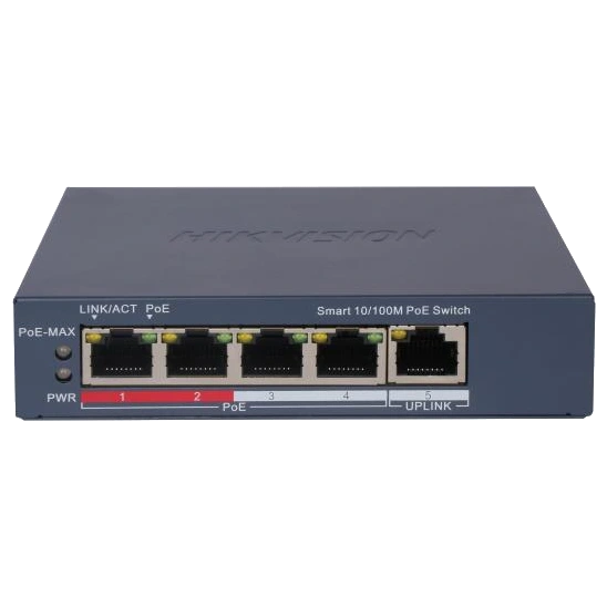 Комутатор 5 портів керований              Hikvision DS-3E1105P-EI/V2 POE          