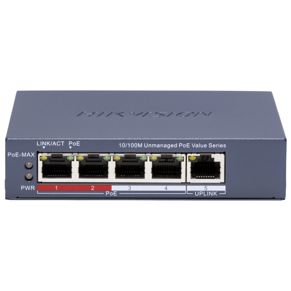 Комутатор 5 портів некерований              Hikvision DS-3E0105P-E/M(C) POE          