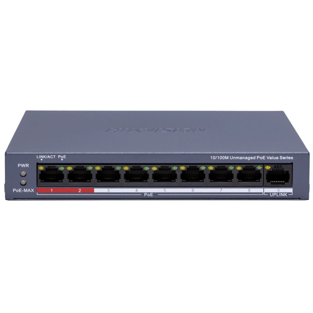 Комутатор 9 портів некерований              Hikvision DS-3E0109P-E/M(C) POE          