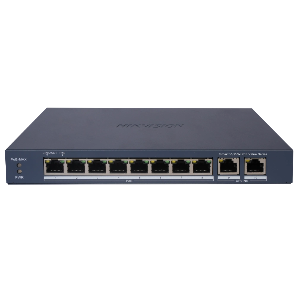 Комутатор 10 портів керований              Hikvision DS-3E1310P-EI/MPoE          